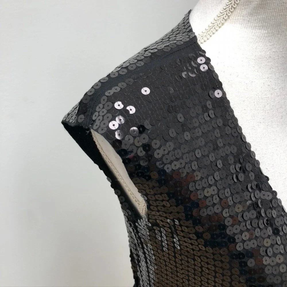 Michael Kors Sequin Wrap Dress‎ Womens XXS Black LBD Party Edgy Sleek